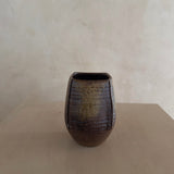 Incised Earth Glaze Ceramic Vessel