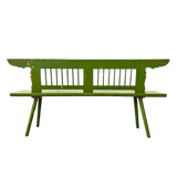 Rustic Apple Green Slat Back Bench