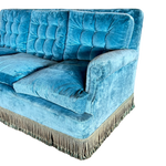 Antique Teal Fringed Sofa