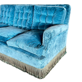 Antique Teal Fringed Sofa