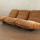 Burnt Orange Velvet Marsala Sofa by Michel Ducaroy for Ligne Roset, 1970's