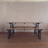 Pine and Iron Collapsible Garden Bench