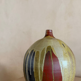 Large Bottle Neck Rust and Sage Drip Glaze Vessel, William Creitz