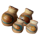 Set of Four Cork Lidded Studio Pottery Canisters