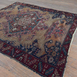 Antique Burgundy & Indigo Medallion Rug