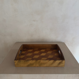 Optical Cube Marquetry Serving Tray