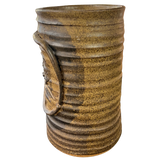 Olive Ribbed Studio Ceramic Vessel
