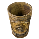 Olive Ribbed Studio Ceramic Vessel
