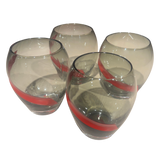 Set of 4 Red Striped Smoked Glasses