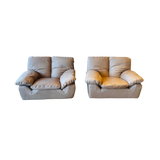 Italian Taupe Leather Chunky Armchair