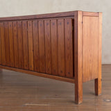 Pierre Gautier Delaye French Pine Credenza with Vertical Plank Sliding Doors