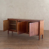 Pierre Gautier Delaye French Pine Credenza with Vertical Plank Sliding Doors