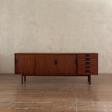Italian Mid Century Credenza with Brass Accents