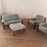 Brazilian Sage Green Velvet Rosewood Frame Loveseat