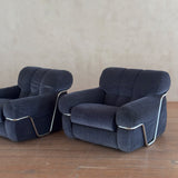 Single Velvet and Chrome 'Wopps' Lounge Chairs by Ernesto Radaelli, 1970s