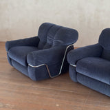 Single Velvet and Chrome 'Wopps' Lounge Chairs by Ernesto Radaelli, 1970s