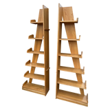 Pair of Belgian Tall Oak A Frame Bookshelves