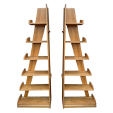 Pair of Belgian Tall Oak A Frame Bookshelves