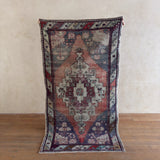 Vintage Anatolian Stepped Medallion Rug
