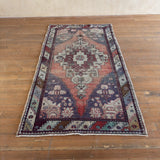 Vintage Anatolian Stepped Medallion Rug