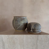 Charcoal Drip Glaze Lidded Vessel