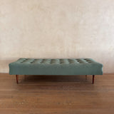 Tufted Sage Green Mid Century Daybed with Teak Legs