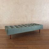 Tufted Sage Green Mid Century Daybed with Teak Legs