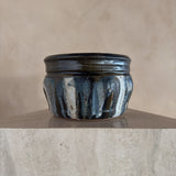 Tonal Crème and Brown Patterned Studio Ceramic Vessel