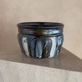 Tonal Crème and Brown Patterned Studio Ceramic Vessel