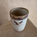 Ribbed Studio Ceramic Vessel with Brown Glaze