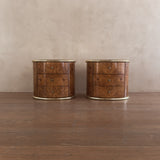 Pair of Italian Burl and Brass Nightstands, 1970s