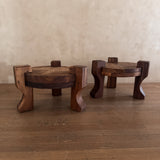 Pair of Solid Wooden Brutalist End Tables, Brazil, 1960s