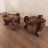 Pair of Solid Wooden Brutalist End Tables, Brazil, 1960s