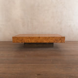 Burlwood Plinth Coffee Table attr. Roche Bobois, 1970s