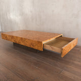 Burlwood Plinth Coffee Table attr. Roche Bobois, 1970s