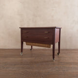 French Teak Chest with Woven Basket Drawer, 1960s