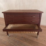 French Teak Chest with Woven Basket Drawer, 1960s