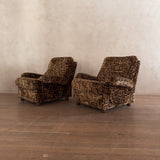 Pair of 1970s Geometric Velvet Lounge Chairs
