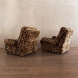 Pair of 1970s Geometric Velvet Lounge Chairs