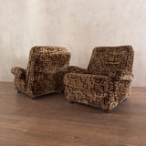 Pair of 1970s Geometric Velvet Lounge Chairs