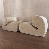 Pair of Sculptural Geometric Postmodern Lounge Chairs