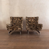 Pair of Vintage Floral Wingback Lounge Chairs