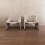 Pair of Cream Square Back Tub Chairs