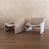 Pair of Cream Square Back Tub Chairs