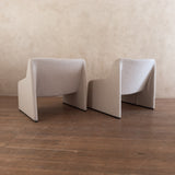 Pair of Cream Square Back Tub Chairs