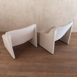 Pair of Cream Square Back Tub Chairs