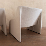 Pair of Cream Square Back Tub Chairs