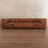 Cognac Leather Channel Back Curved Modular Sectional