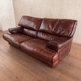 Oxblood Leather Three Seat Sofa, Italy, 1970s