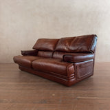 Oxblood Leather Three Seat Sofa, Italy, 1970s